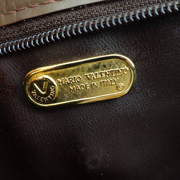 Vintage VALENTINO Purse Brown‎ PVC Clutch Logo Italian MARIO VALENTINO Italy 90s - Picture 4 of 16